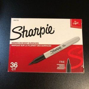 Sharpie Permanent Markers, Fine‎ Point, Black, 36